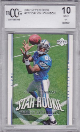 CALVIN JOHNSON ROOKIE 2007 UPPER DECK #277 GRADED MINT 10