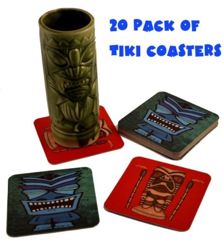 20 Pack Tiki Bar Drink Cocktail Coasters - Luau Party Drink Supplies