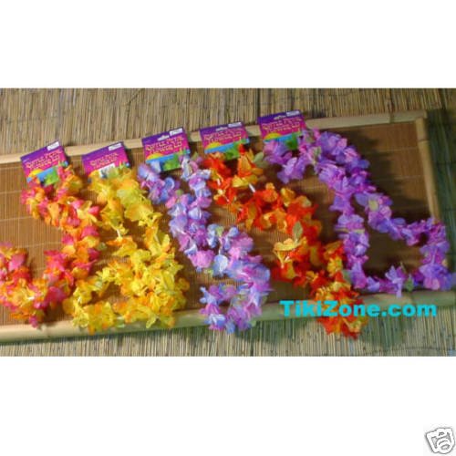 Multicolor Luau Ruffled Flower Leis (1 Doz)
