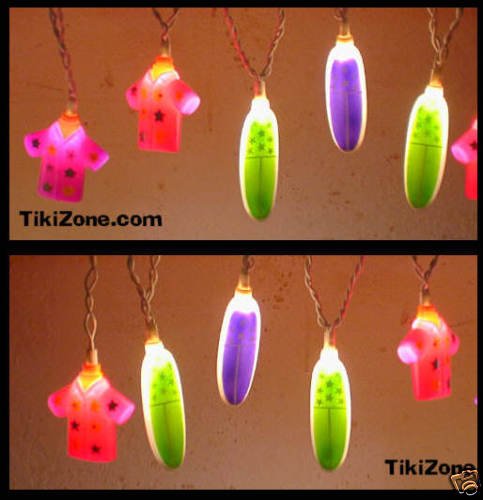 Hawiian Shirt and Surf Board Light String Set - Tiki