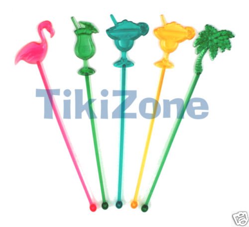 25 Assorted Tropical Tiki Luau Drink Stirs/Swizzle-palm