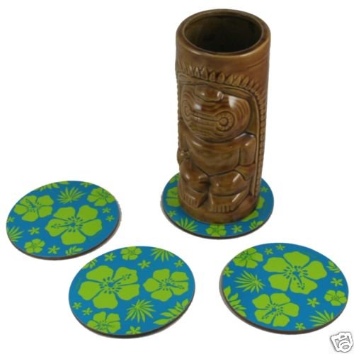 12 Pack of Blue Hawaiian Tiki Bar Luau Coasters
