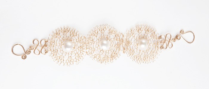Artisan 14kt Gold filled bracelet with pearls