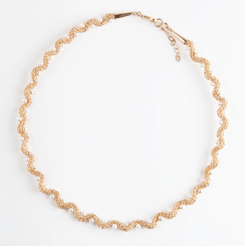 Unique 14kt Gold filled necklace with pearls