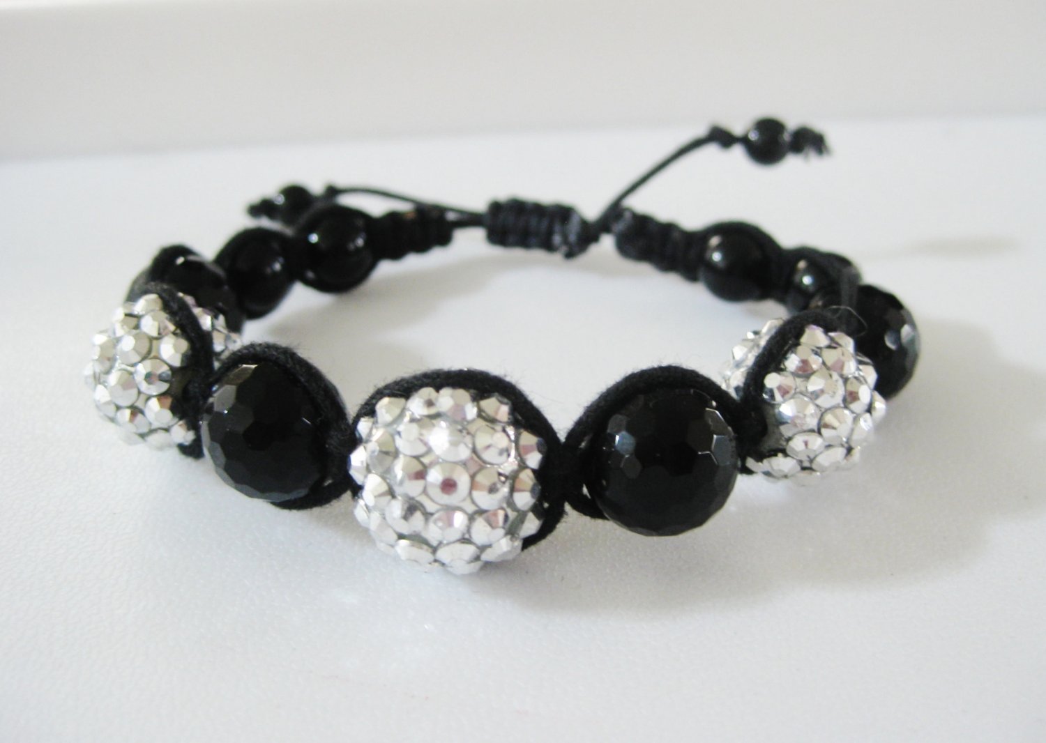 Silver Rhinestone & Onyx Bracelet