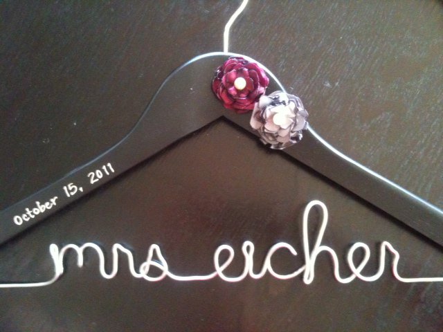 Custom Personalized Bridal Dress Hanger - BLACK - wedding date inscribed