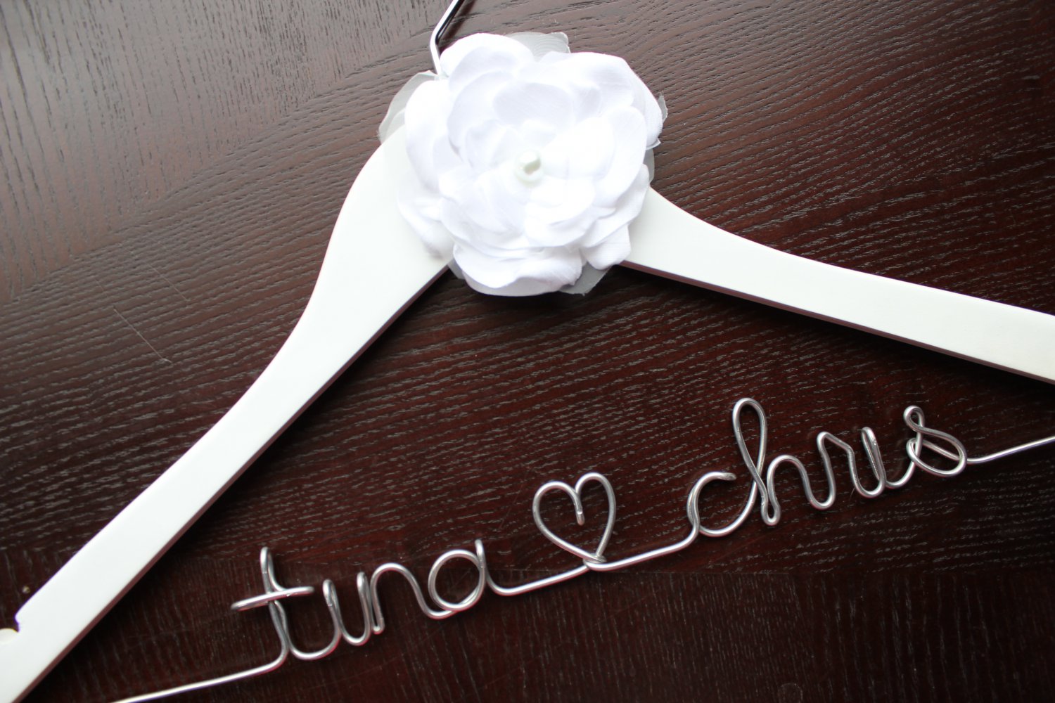 Bridal Hanger in white - personalized featuring bride & groom