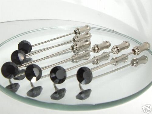 6 x 7mm Wedding Groom Usher Crystal Cravat Tie pins made with SWAROVSKI ELEMENTS
