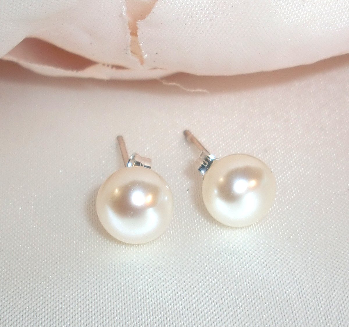 Wedding Sterling Silver Freshwater Pearl Stud Earrings