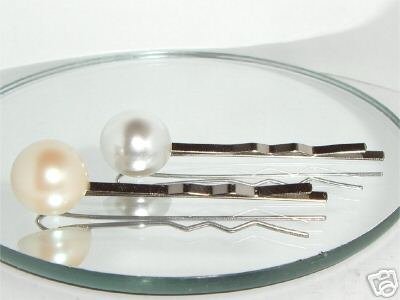 2 Wedding Bridal Crystal Pearl Barretts Hair Clips made with SWAROVSKI ELEMENTS