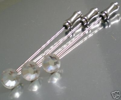 3 Crystal Cravat Tie Pins made with SWAROVSKI ELEMENTS