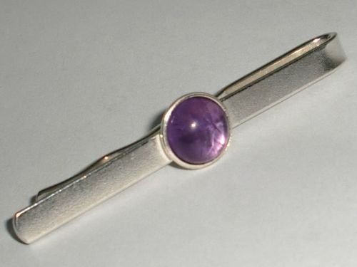 Wedding Sterling Silver Amethyst Tie Clip Slide Clasp