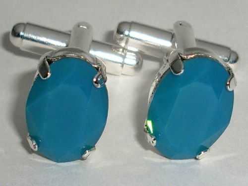 RARE! Wedding Blue Opal Crystal Groom Cufflinks made with SWAROVSKI ELEMENTS