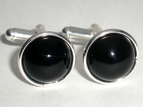 Wedding Xmas Gift Cabochon Jet Crystal Cufflinks made with SWAROVSKI ELEMENTS