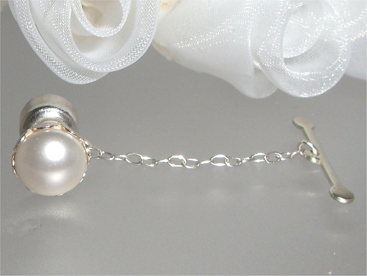 Sterling Silver Crystal Pearl Wedding Tie Pin Tack made with SWAROVSKI ELEMENTS