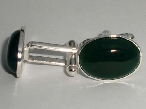 NEW! Green Onyx Gemstone Natural Stone Silver Cufflinks