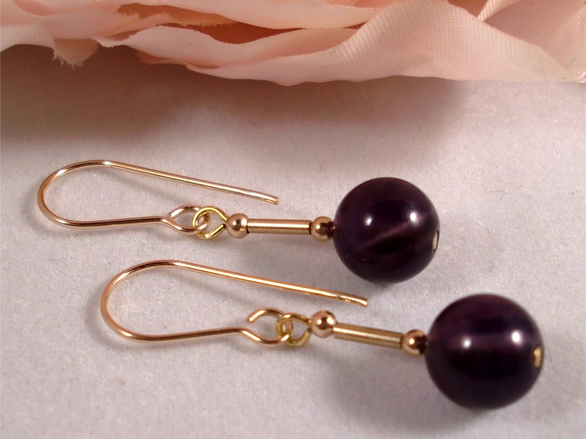 Wedding 9ct Gold Natural Amethyst Earrings Gift