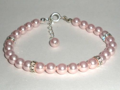Wedding Xmas Gift Rosaline Crystal Pearls Bracelet made with SWAROVSKI ELEMENTS