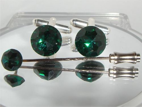 RARE! Crystal Cufflinks and Cravat pin set Best Man made with SWAROVSKI ELEMENTS