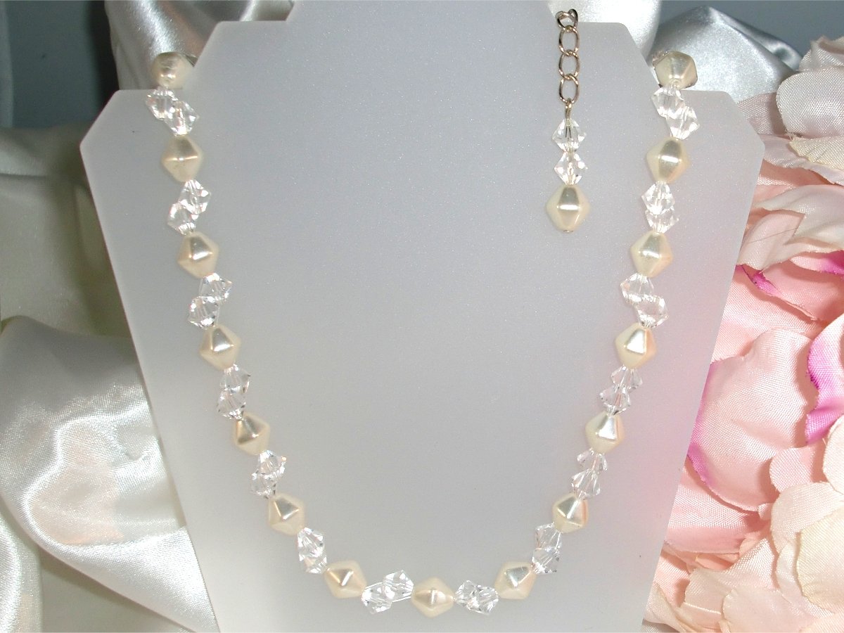 3pc Crystal Pearl Jewelry Sterling Silver Wedding made with SWAROVSKI ELEMENTS