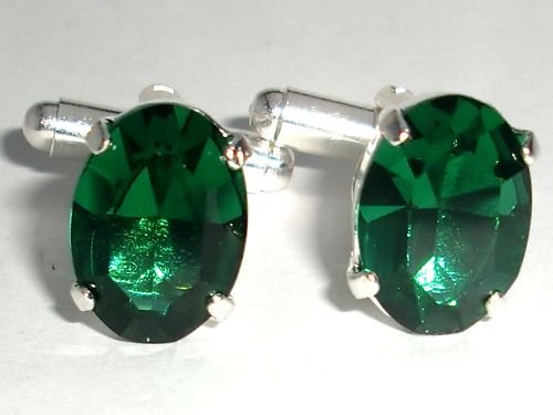 RARE! Wedding Xmas Crystal Groom Emerald Cufflinks made with SWAROVSKI ELEMENTS