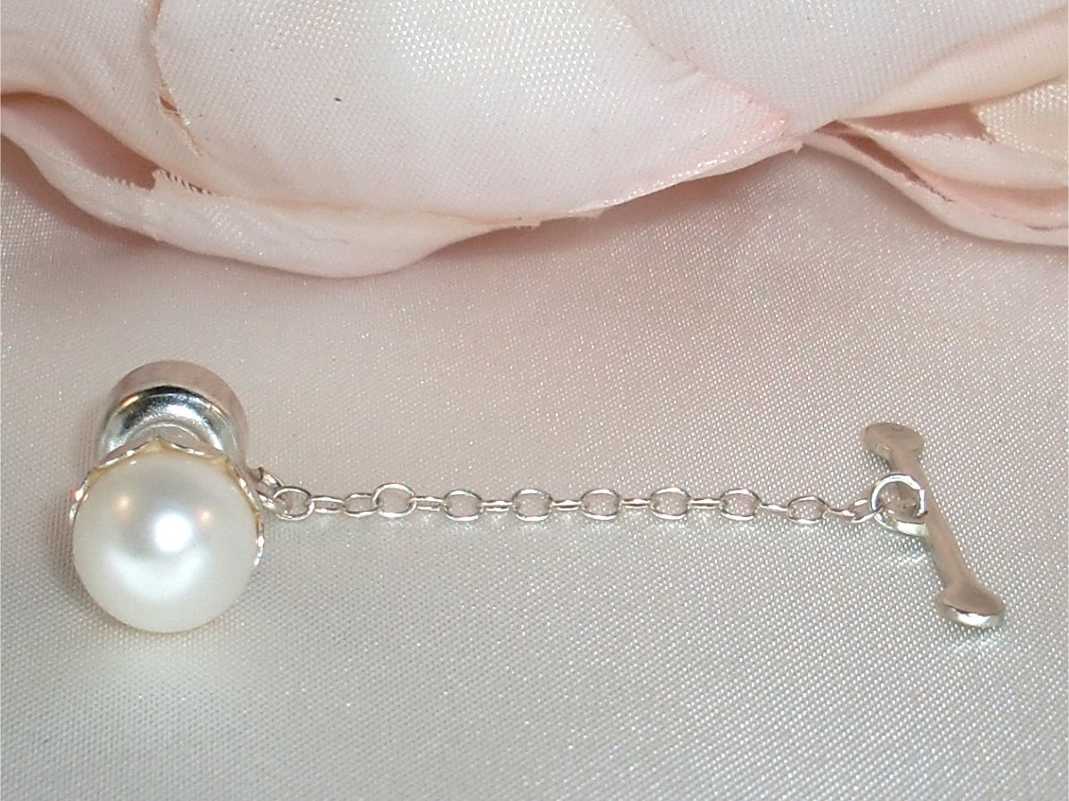 Wedding Sterling Silver Freshwater Pearl Tie Pin / Tack