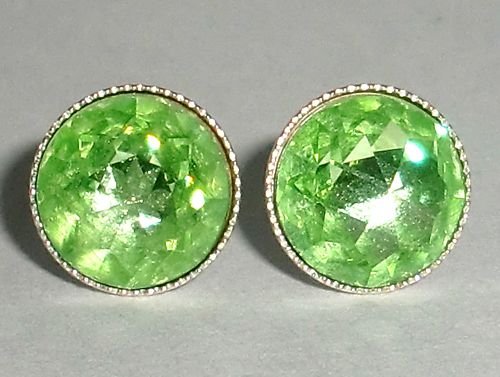 Vintage Wedding S Silver 925 Peridot Crystal Studs made with SWAROVSKI ELEMENTS