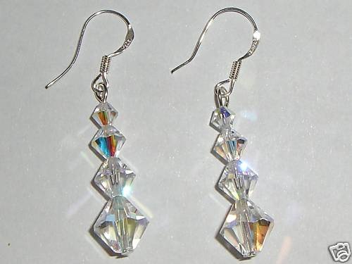 Sterling Silver Wedding Xmas Crystal AB Earrings made with SWAROVSKI ELEMENTS