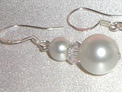 Sterling Silver Wedding Pearl&Rondelle Earrings made with SWAROVSKI ELEMENTS