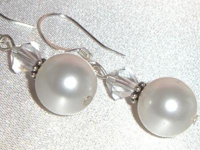 Sterling Silver Wedding Pearl & Beads Earrings made with SWAROVSKI ELEMENTS