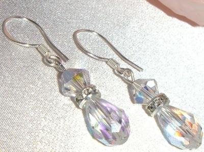Sterling Silver Crystal AB Drop Wedding Earrings made with SWAROVSKI ELEMENTS