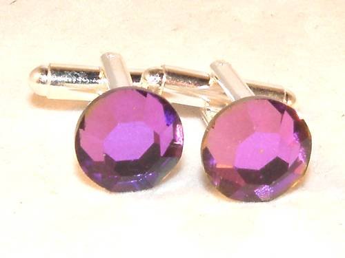 RARE! Wedding Gift Heliotrope Crystal Cufflinks made with SWAROVSKI ELEMENTS