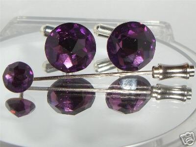 RARE! Wedding Amethyst Crystal Cufflinks Groom made with SWAROVSKI ELEMENTS