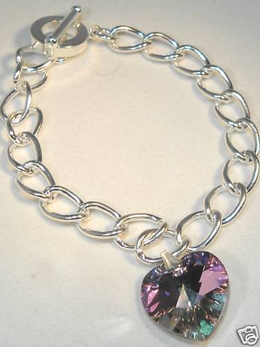 Wedding Valentine Lt.Vitrail Crystal Heart Bracelet made with SWAROVSKI ELEMENTS