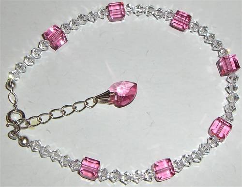 Wedding Xmas Rose Cube Crystals & Heart Bracelet made with SWAROVSKI ELEMENTS