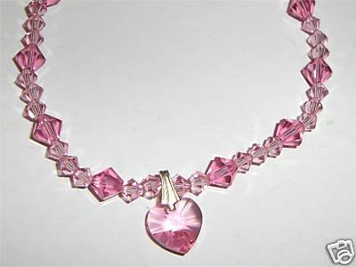Wedding Valentine Xmas Crystal Rose Heart Bracelet made with SWAROVSKI ELEMENTS