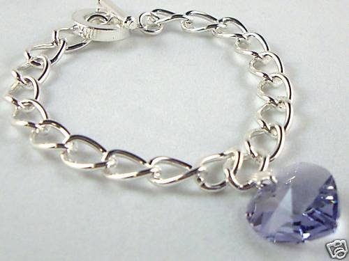 Wedding Xmas Gift Tanzanite Crystal Heart Bracelet made with SWAROVSKI ELEMENTS