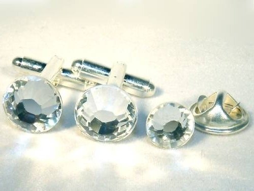 Wedding Crystal Cufflinks & Tie Tack Pin Set Gift made with SWAROVSKI ELEMENTS