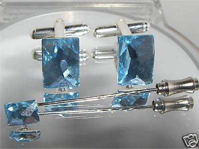 Wedding Crystal Groom Cufflinks & Cravat Tie Pin made with SWAROVSKI ELEMENTS