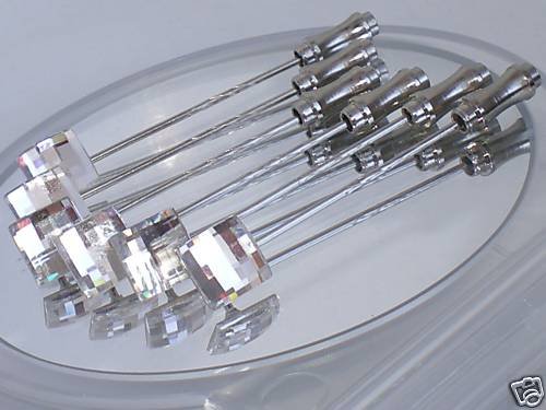 6x Wedding Groom Chess Clear Crystal Cravat Tie Pin made with SWAROVSKI ELEMENTS