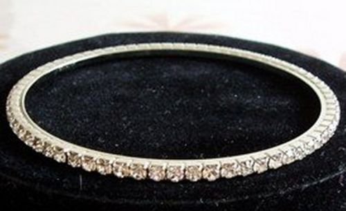 Clear Crystal Rhinestone Silver Bangle Bracelet Bridal