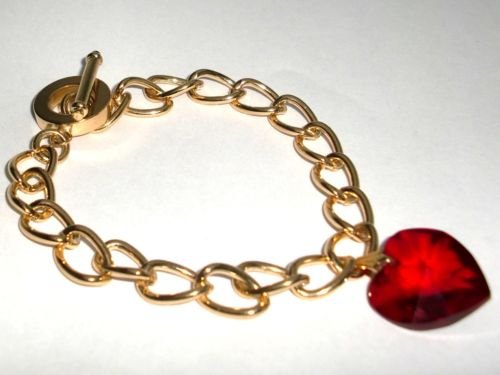 Wedding Valentine Xmas Siam Crystal Heart Bracelet made with SWAROVSKI ELEMENTS