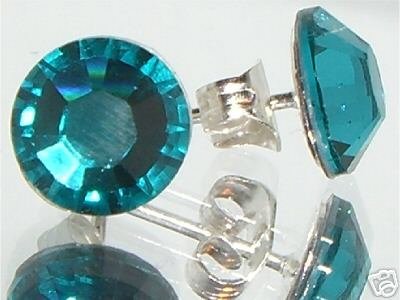 7mm Wedding Gift Blue Zircon Crystal Stud Earrings made with SWAROVSKI ELEMENTS