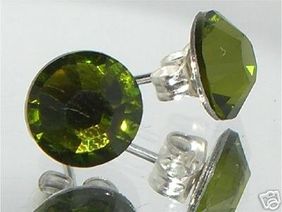 7mm Wedding Bridal Olivine Crystal Stud Earrings made with SWAROVSKI ELEMENTS