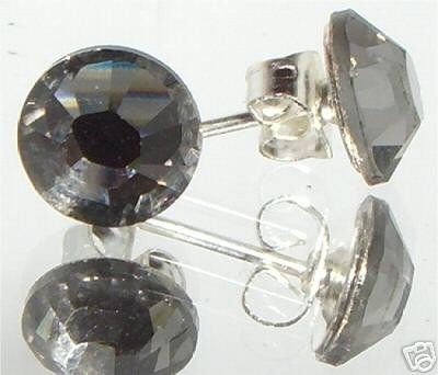 7mm Wedding Gift Bl.Diamond Crystal Stud Earrings made with SWAROVSKI ELEMENTS