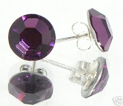 7mm Wedding Bridal Amethyst Crystal Stud Earrings made with SWAROVSKI ELEMENTS