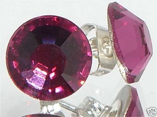 7mm Wedding Bridal Fuchsia Crystal Stud Earrings made with SWAROVSKI ELEMENTS