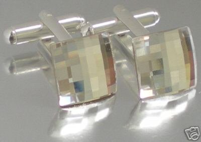 Wedding Chess Clear Crystal Groom Usher Cufflinks made with SWAROVSKI ELEMENTS