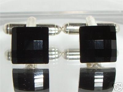12mm Jet Chess Cufflinks made with SWAROVSKI ELEMENTS