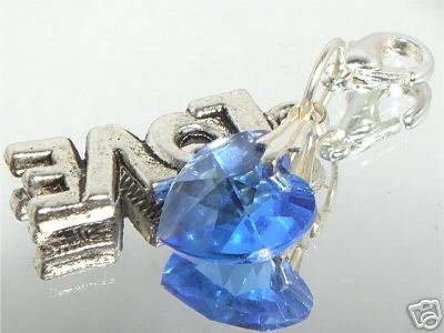 "Something Blue" Crystal Heart & Love Charm /Garter made with SWAROVSKI ELEMENTS